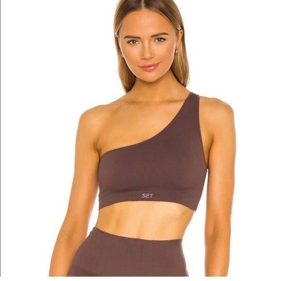 Set Active x revolve Ribbed One Shoulder Bra NWOT multiple sizes color Brush L,M - Picture 1 of 3